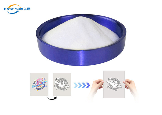 Un buen precio. 80-200 micrones 1 kg de DTF blanco Pólvora fina de pegamento PU 20 kg de Pólvora de prensado en caliente en línea